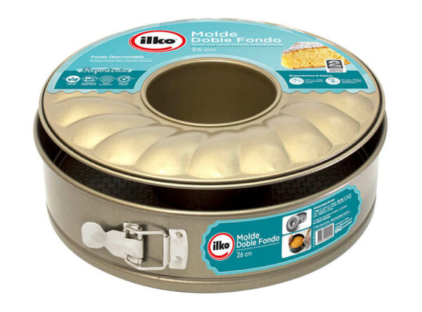 Molde Circular de Acero al Carbono Ilko Doble Fondo Non Stick Gold 26cm