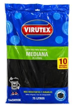 Bolsa de Basura Negra 75Lt 65x100 Plana 10u Tachitos