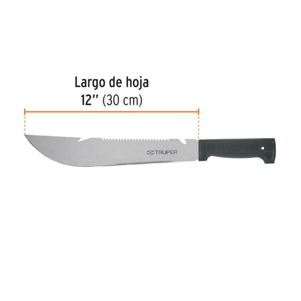 Machete rambo 12", Cacha Inyectada Negra Con Funda