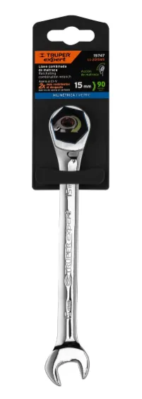 Llave combinada con matraca 15 mm x 194 mm largo, EXPERT