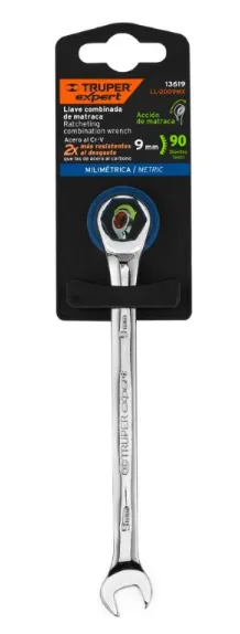 Llave combinada con matraca 9 mm x 146 mm largo, EXPERT
