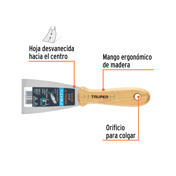 ET-2F+FC1 Espátula flexible 2" con mango de madera