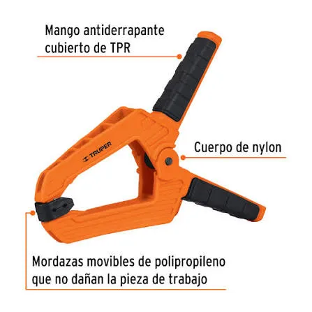 Prensa de resorte de 8" cuerpo de nylon, mango TPR