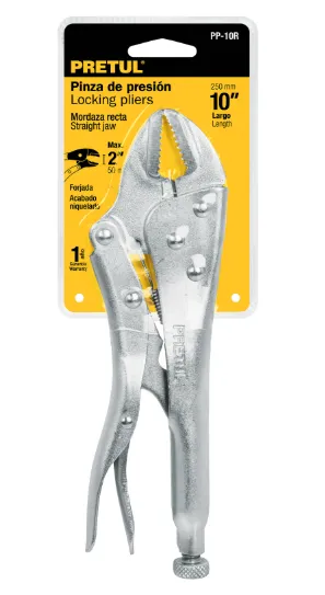 Pinza de presión 10" mordaza recta, PRETUL