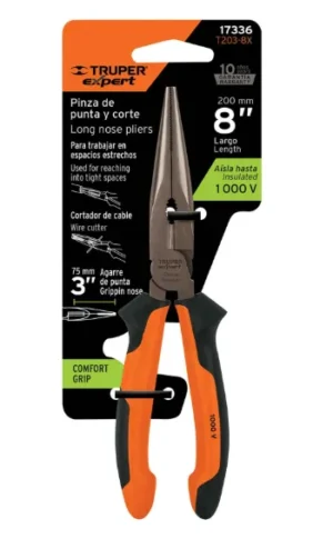 Pinza punta y corte 8" mango Comfort Grip, TRUPER EXPERT