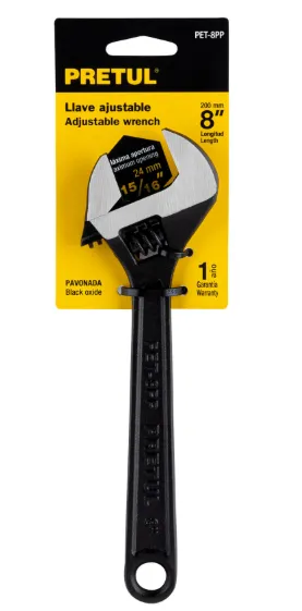 Llave ajustable (perico) 8" pavonada, PRETUL