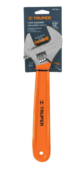 Llave ajustable (perico) 12" cromada, TRUPER